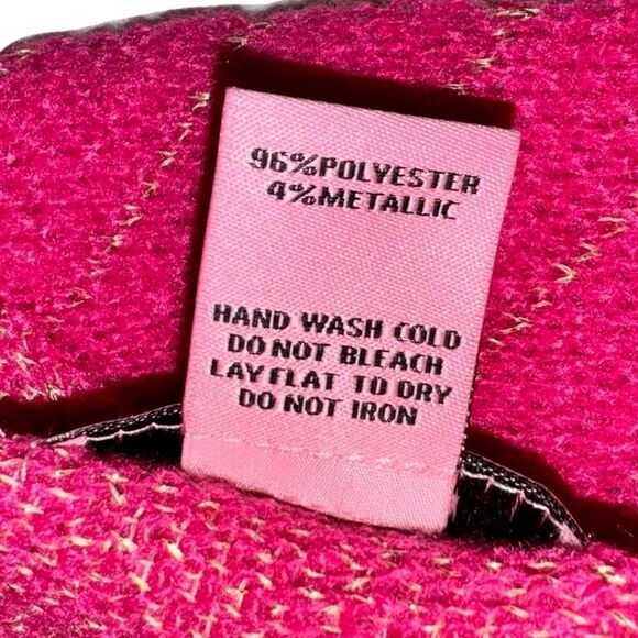 Juicy Couture 2 Piece Hot Pink Knit Hat & Scarf Gift Set Faux Fur Pom Pom Beanie - Picture 8 of 10